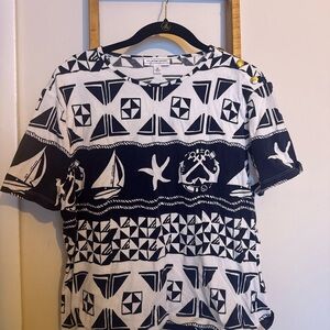 St. John Blue and White Nautical Blouse